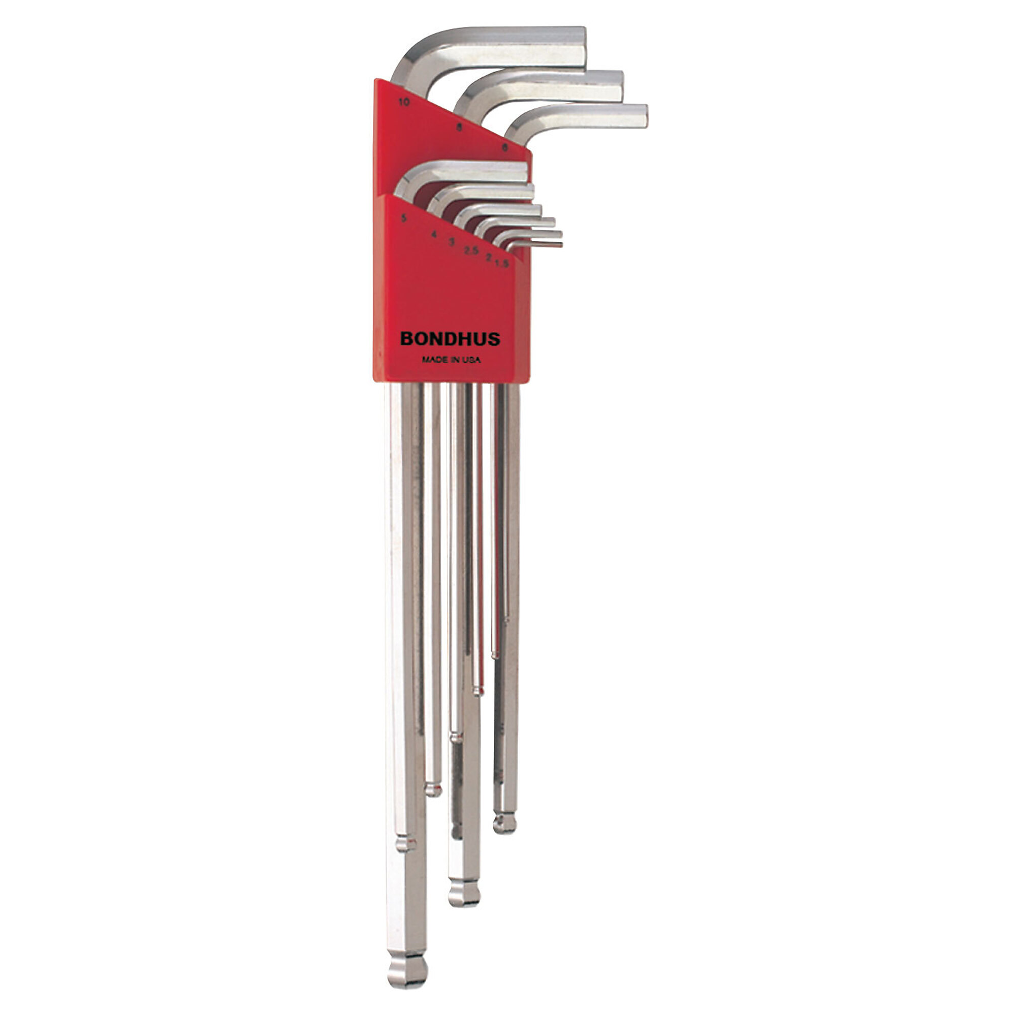 Bondhus Ball End L-wrench Set of 9 Extra Long with BriteGuard Finish, 1.5-10mm, Model 17099